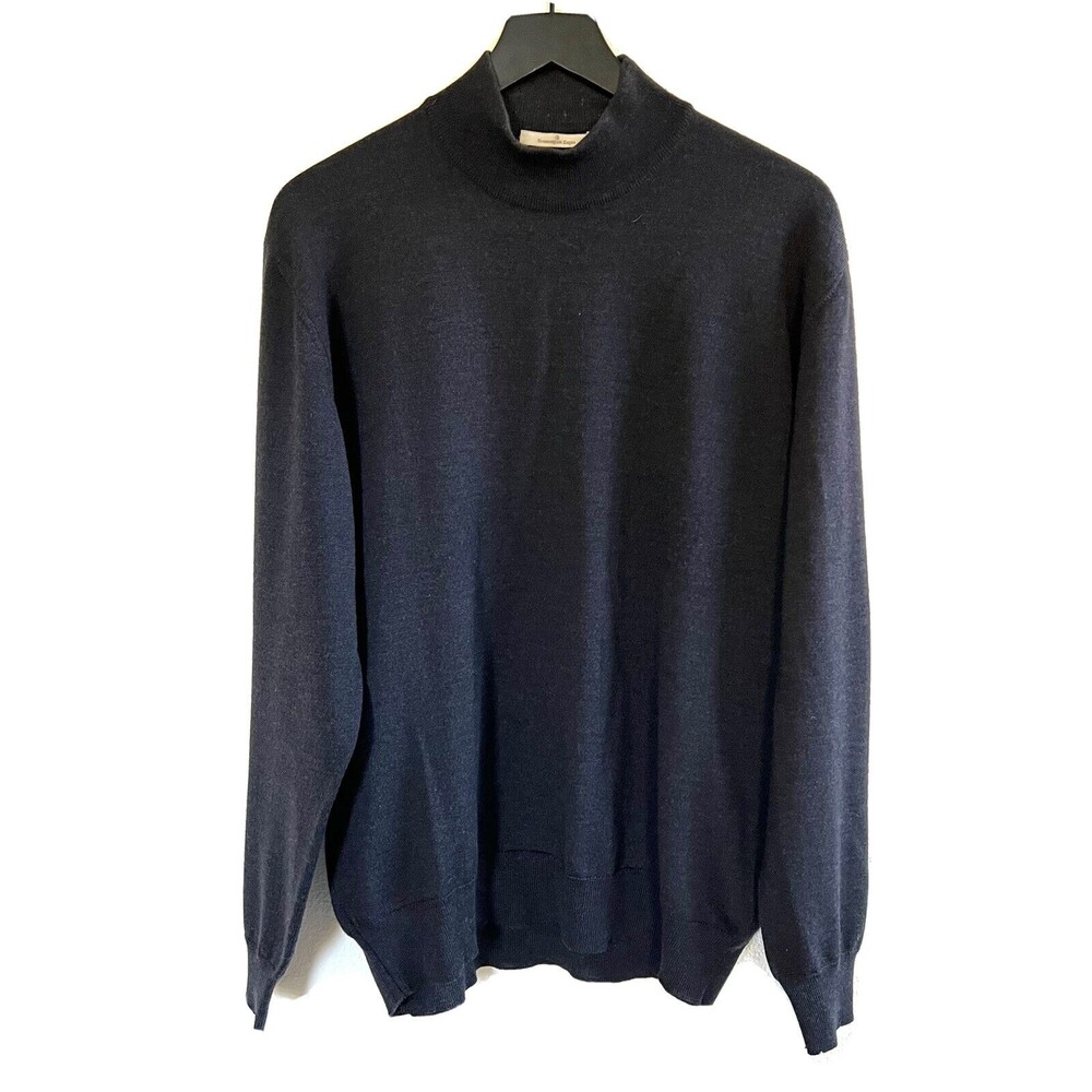 Ermenegildo Zegna Mens Wool Mock Neck Sweater Size XL Dark Grey